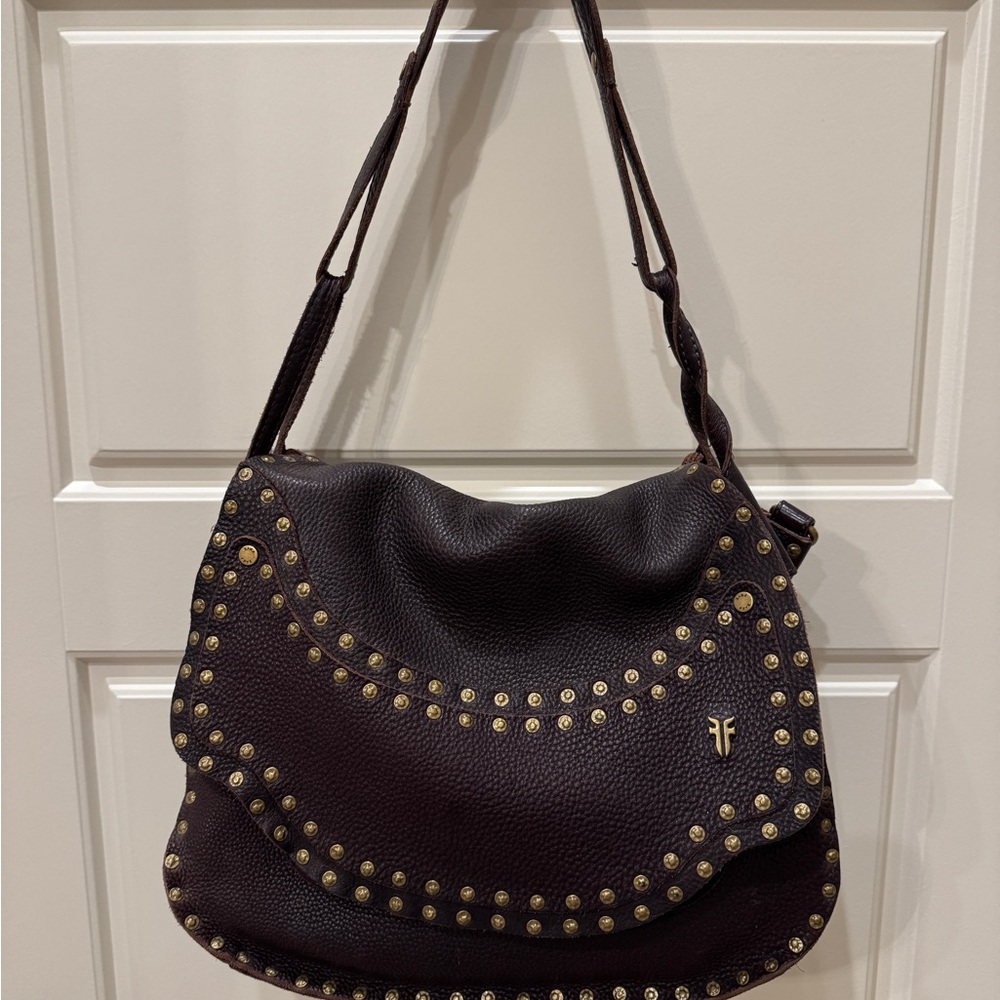Frye Nikki Studded Brown Leather Hobo Bag. Great condition.